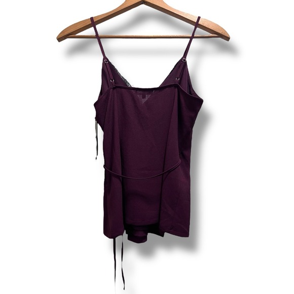 NWT Vintage 1.STATE Wraparound Cami Plum‎ Black Lace Trim XXS - Picture 6 of 8
